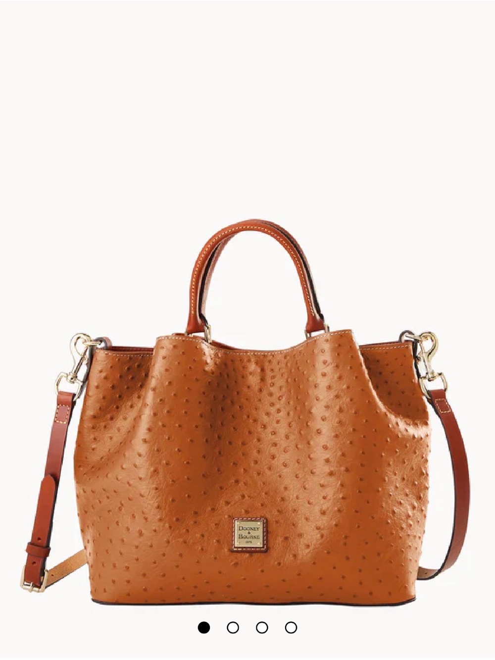 Dooney & Bourke Cognac Ostrich-Embossed Leather Tote - Barlow